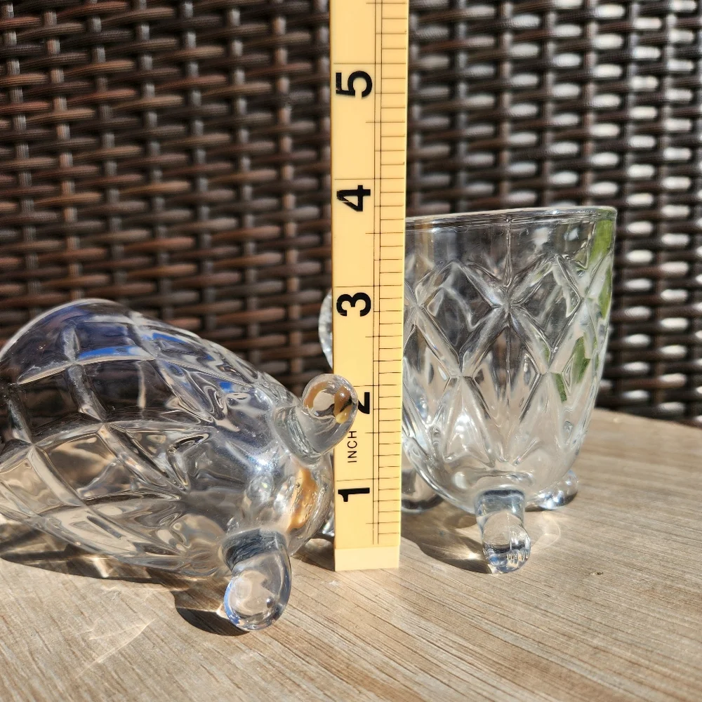 Set of 2 Tea cups Coffee mugs Glass footed cup